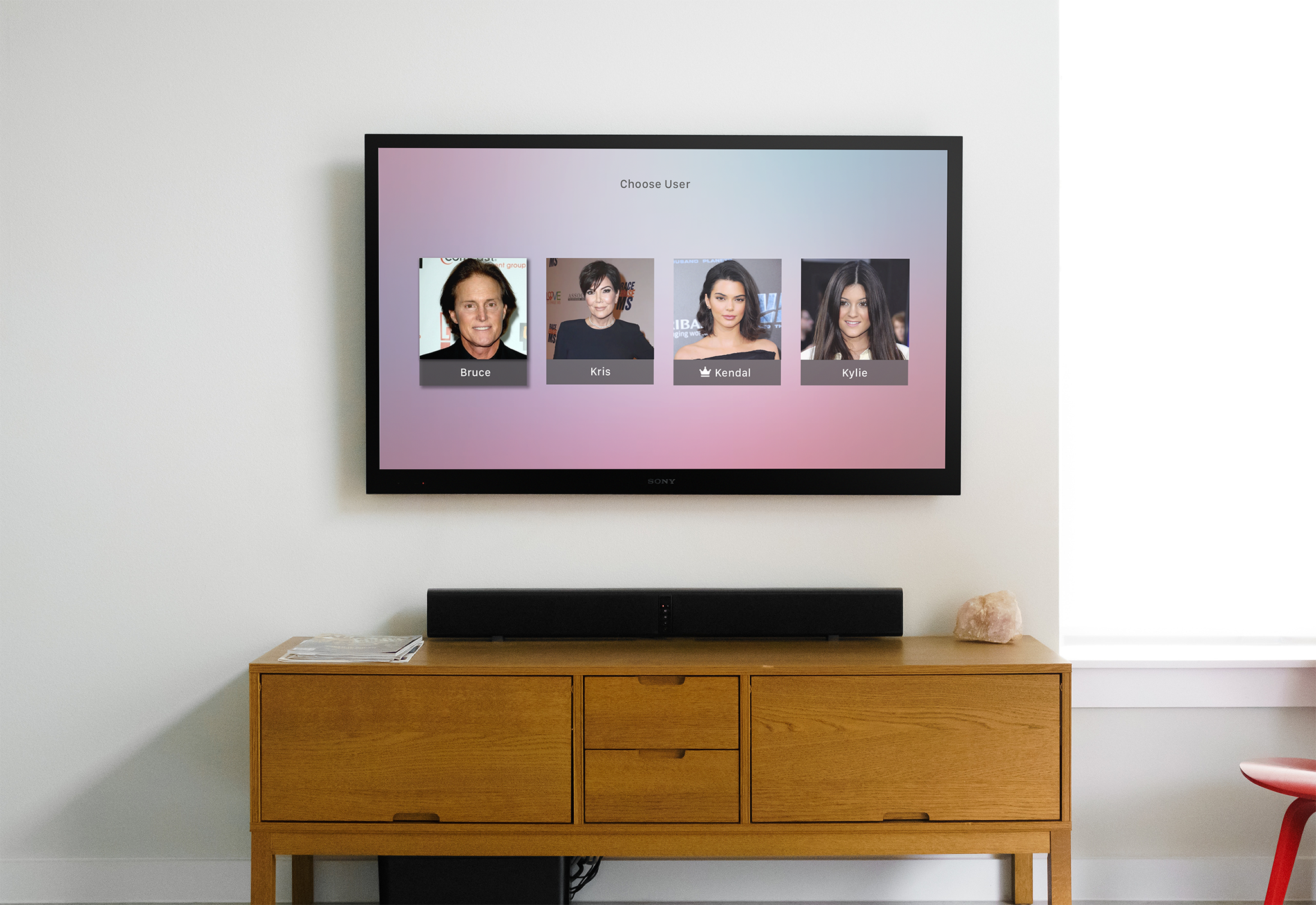 602824 TV hanging on white wall